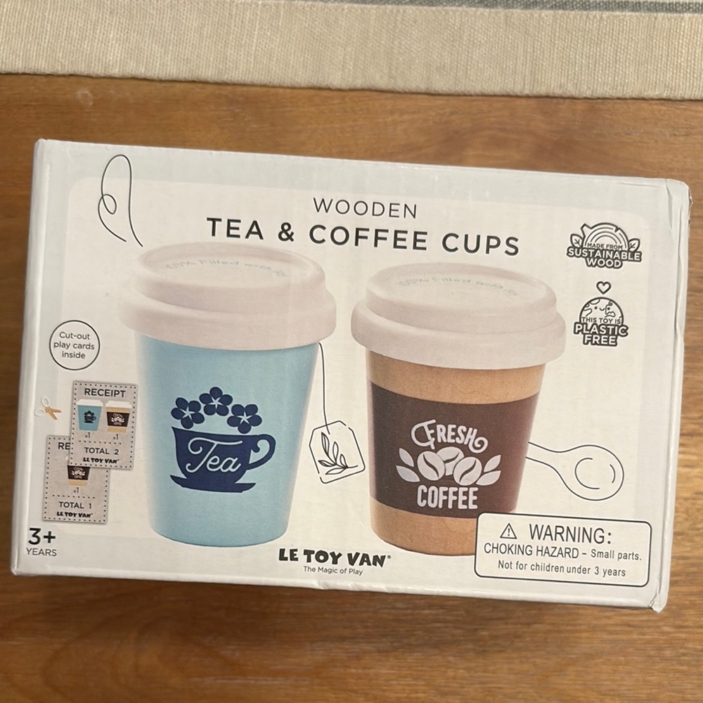 Wooden Tea & Coffee Cups - Blue and Brown